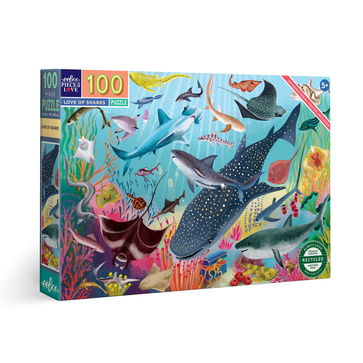 eeBoo 100pc - Love of Sharks Puzzle