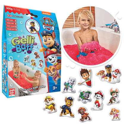Paw Patrol Gelli Baff red bath slime activity set with Paw Patrol bath stickers and sensory bath play