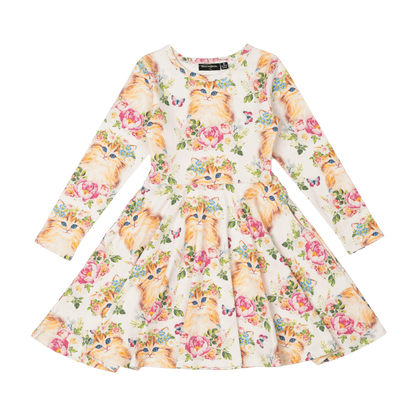 Kitty Kats Long Sleeve Waisted Dress