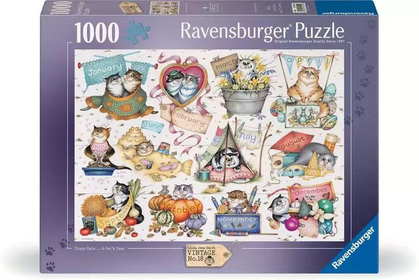 Ravensburger 1000pc - Crazy Cats: Cat's Calendar Puzzle