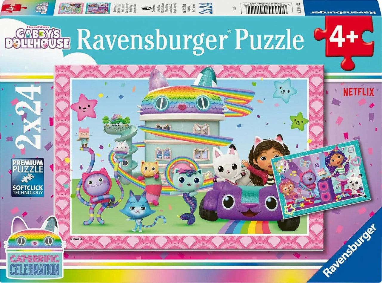 Ravensburger 2x24pc - Gabby's Dollhouse Puzzle Cat-errific Celebration