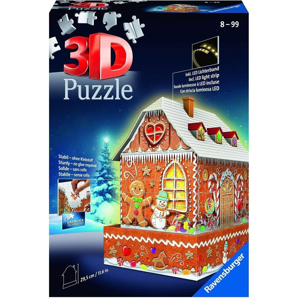Ravensburger 216pc -  Ginger Bread House Night Edition 3D Puzzle