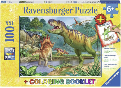 Ravensburger 100pc - World of Dinosaurs Puzzle + Colouring Booklet