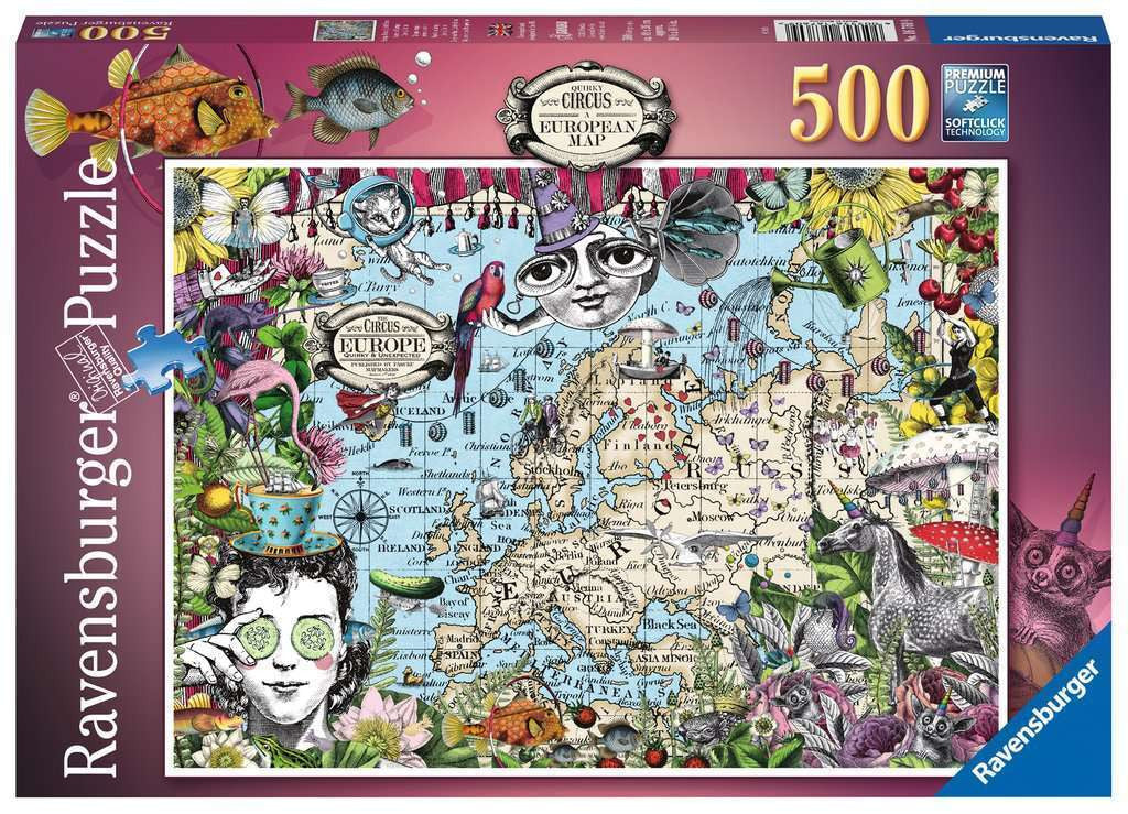 Ravensburger 500pc - European Map, Quirky Circus Puzzle