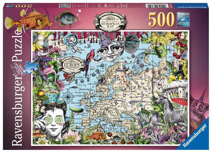 Ravensburger 500pc - European Map, Quirky Circus Puzzle