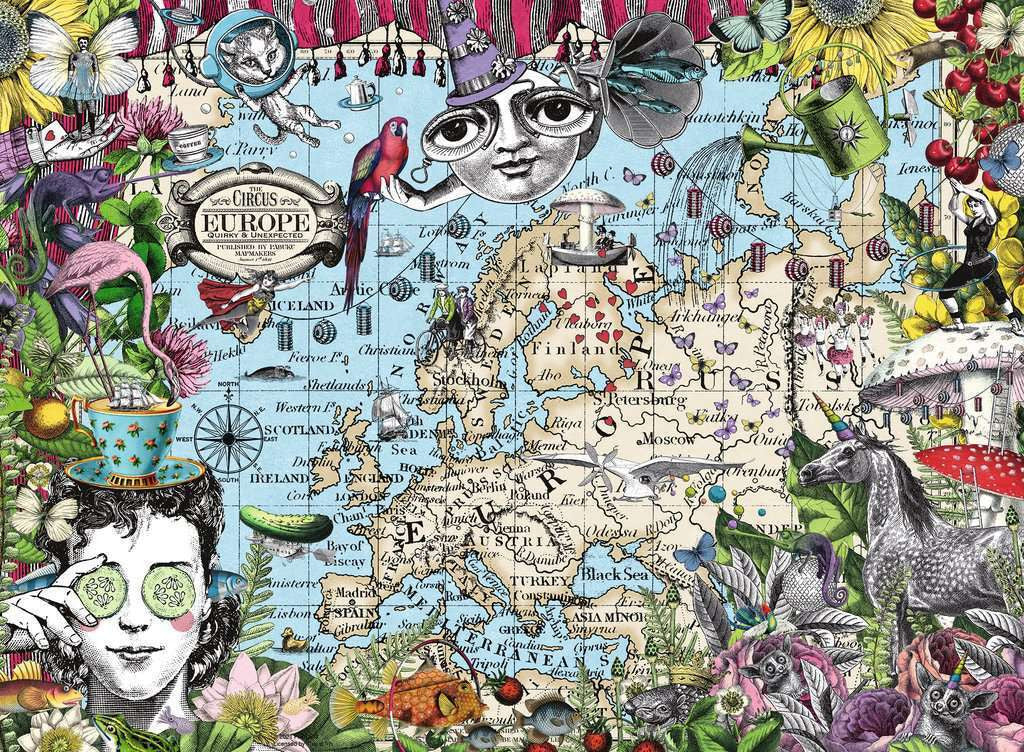 Ravensburger 500pc - European Map, Quirky Circus Puzzle