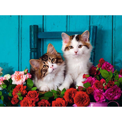 Ravensburger 500pc - Kittens & Roses Puzzle *Box Damaged*