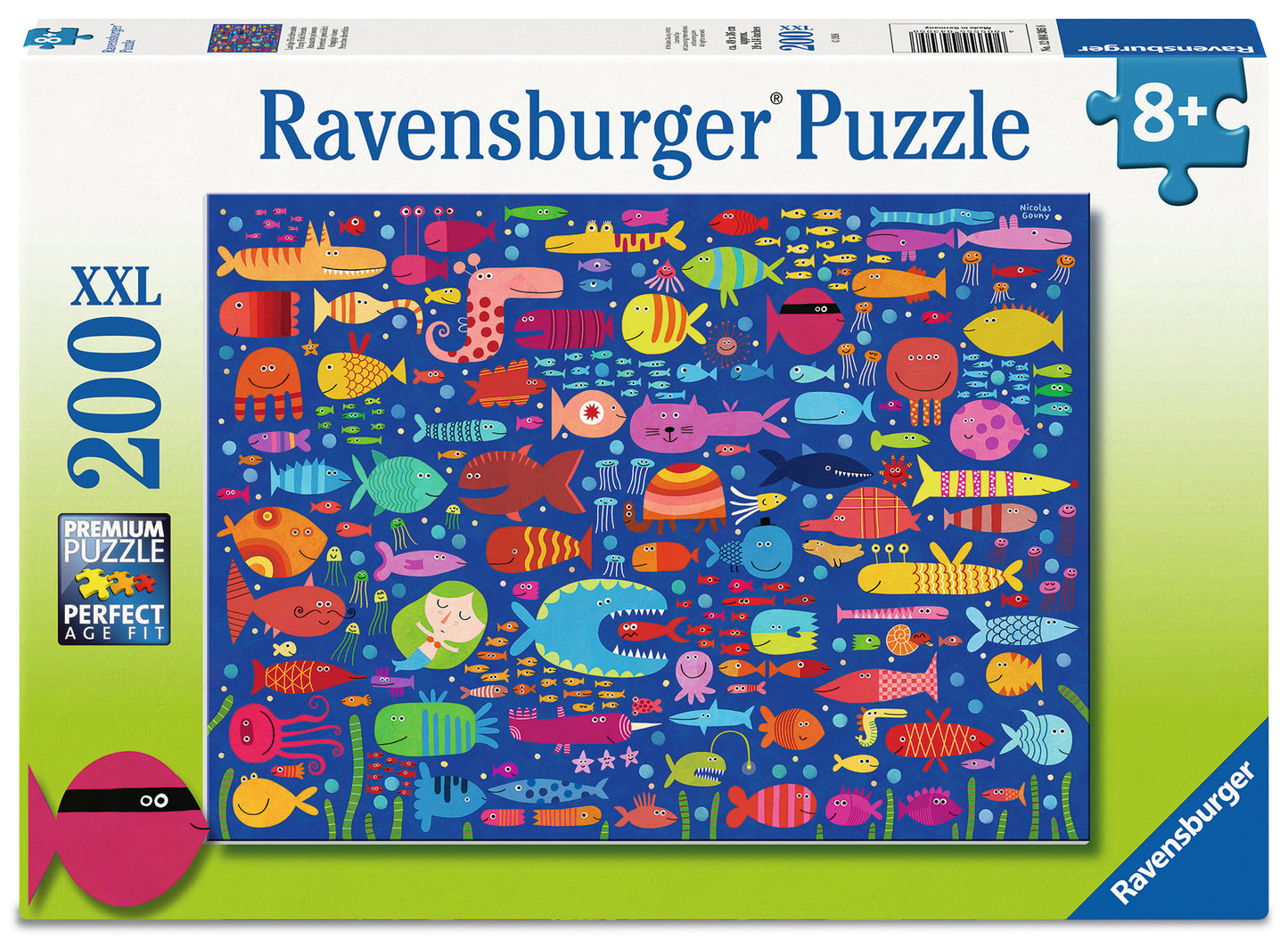Ravensburger Funny Fish Friends 200 XXL piece children's jigsaw puzzle featuring colourful fish and playful underwater sea creatures