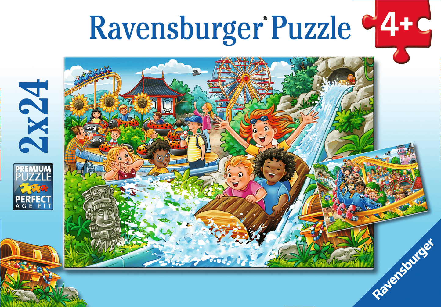 Ravensburger Amusement Park 2 x 24 piece children's jigsaw puzzle set featuring colourful carnival and amusement park scenes