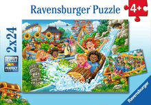 Ravensburger Amusement Park 2 x 24 piece children's jigsaw puzzle set featuring colourful carnival and amusement park scenes