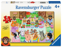 Ravensburger Barn Party 35 piece children's jigsaw puzzle featuring colourful farm animals at a lively barn celebration