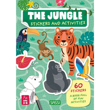 Sassi Stickers & Activities Book The Jungle featuring 24 activity pages with jungle animals, colouring, puzzles and 60 colourful stickers
