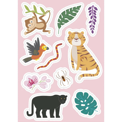 Sassi Stickers & Activities Book The Jungle featuring 24 activity pages with jungle animals, colouring, puzzles and 60 colourful stickers
