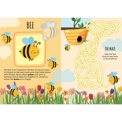 Sassi Stickers and Activities Book The Garden featuring colouring pages, mazes, garden animals and 60 reusable stickers