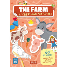 Sassi Stickers & Activities Book The Farm featuring 24 activity pages with farm animals, colouring, puzzles and 60 colourful stickers