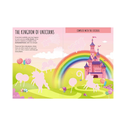 Sassi Stickers and Activities Book Unicorns featuring magical unicorns, colouring pages, puzzles and 60 colourful stickers