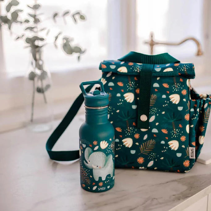 Sassi Eco Insulated Lunch Bag Chompy the Lion made from recycled rPET fabric with insulated interior and carry handle