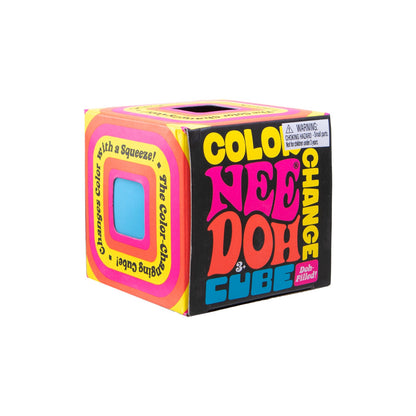 NeeDoh Colour Change Cube sensory fidget toy that changes colour when squeezed