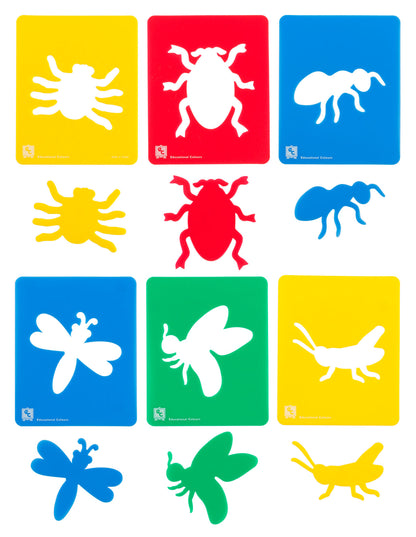 Educational Colours Insects Stencils - 6 pack