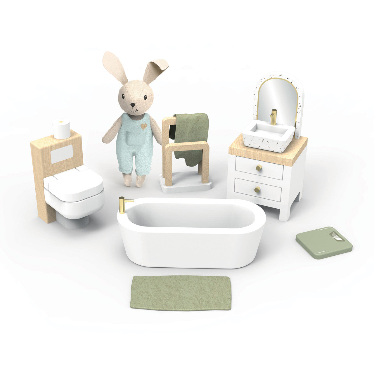 Speedy Monkey - Doll House Bathroom with Little Boy Bunny