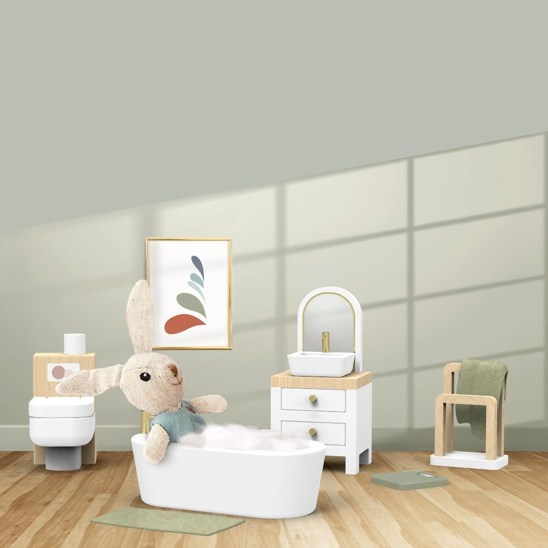 Speedy Monkey - Doll House Bathroom with Little Boy Bunny