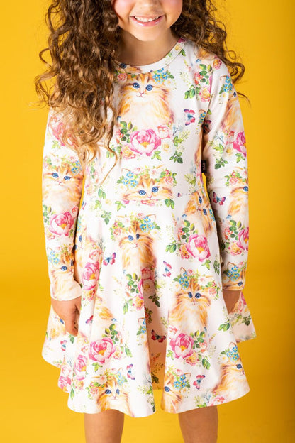 Kitty Kats Long Sleeve Waisted Dress