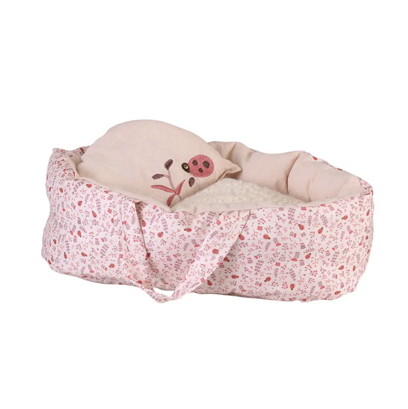 Egmont Toys Carry Cot Ladybug Small pink doll cot with pillow and blanket