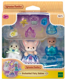 Sylvanian Families Enchanted Fairy Babies 5871 set featuring Fennec Fox, Husky and Sea Otter baby figures with magical accessories