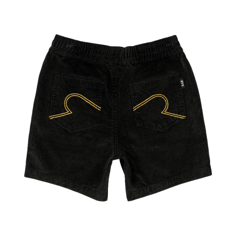 Black Washed Cord Shorts