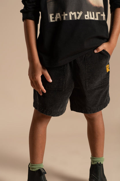Black Washed Cord Shorts