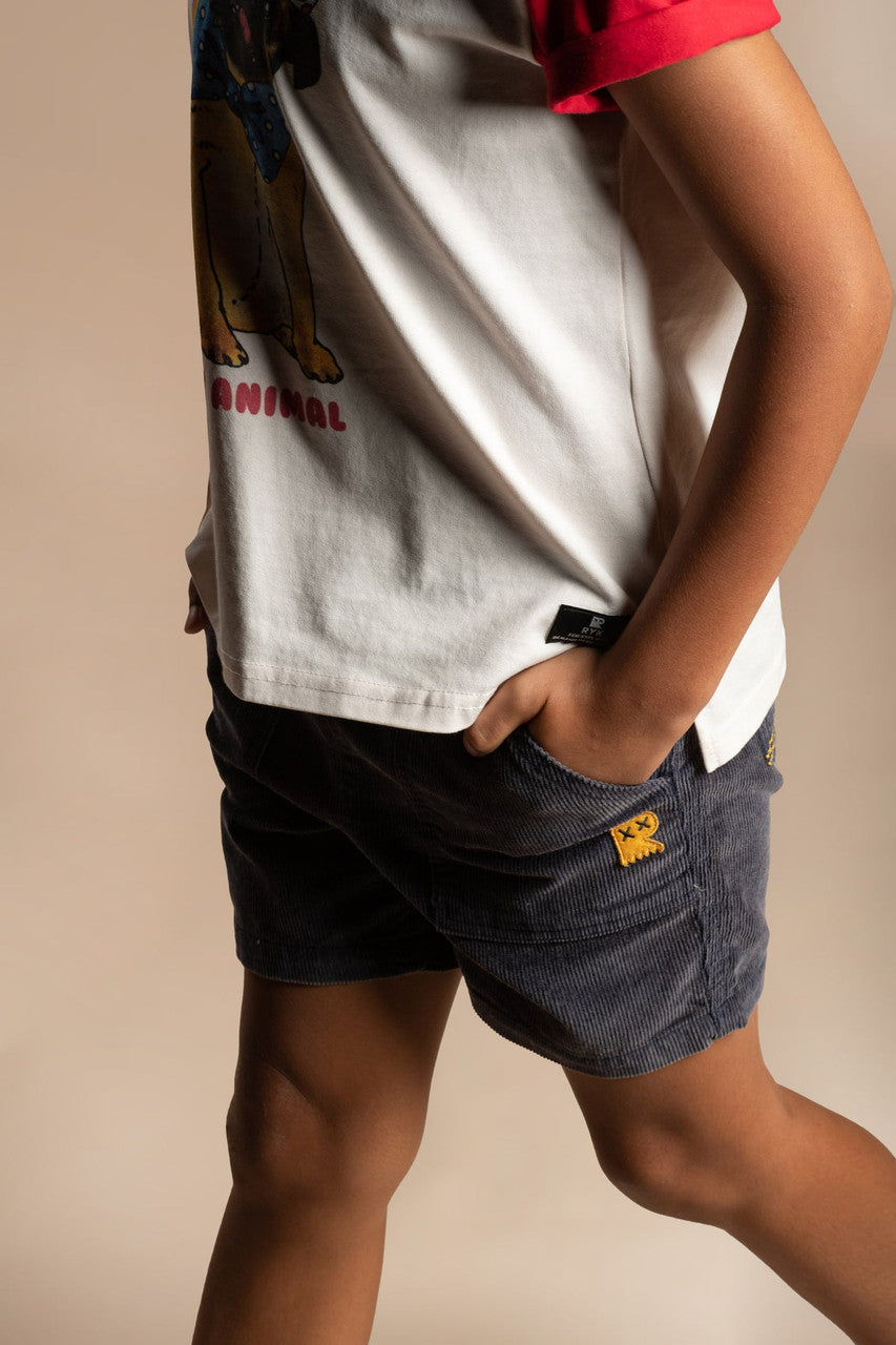 Navy Washed Cord Shorts