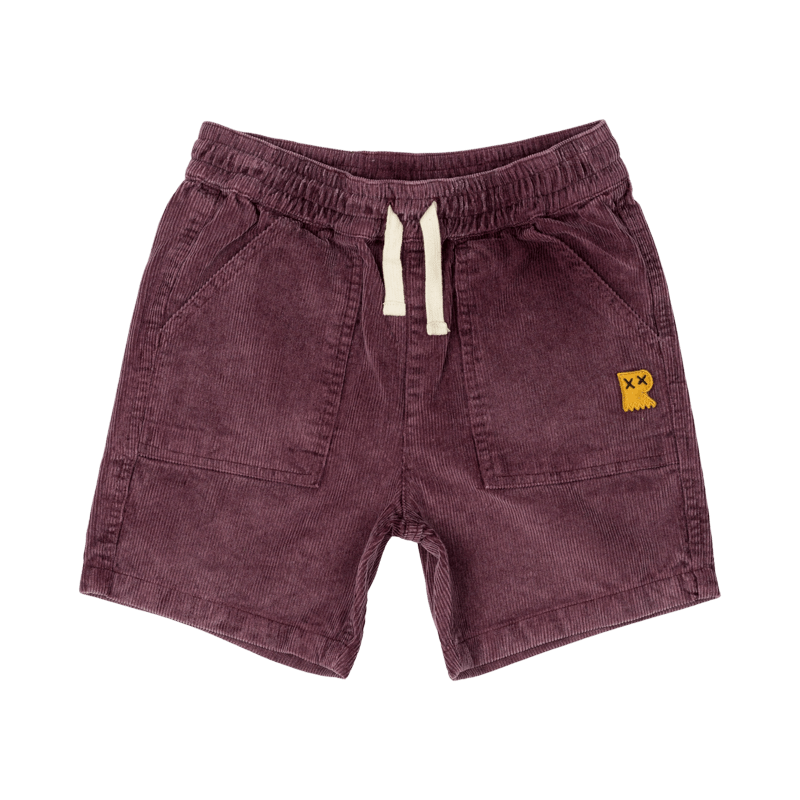 Red Washed Cord Shorts