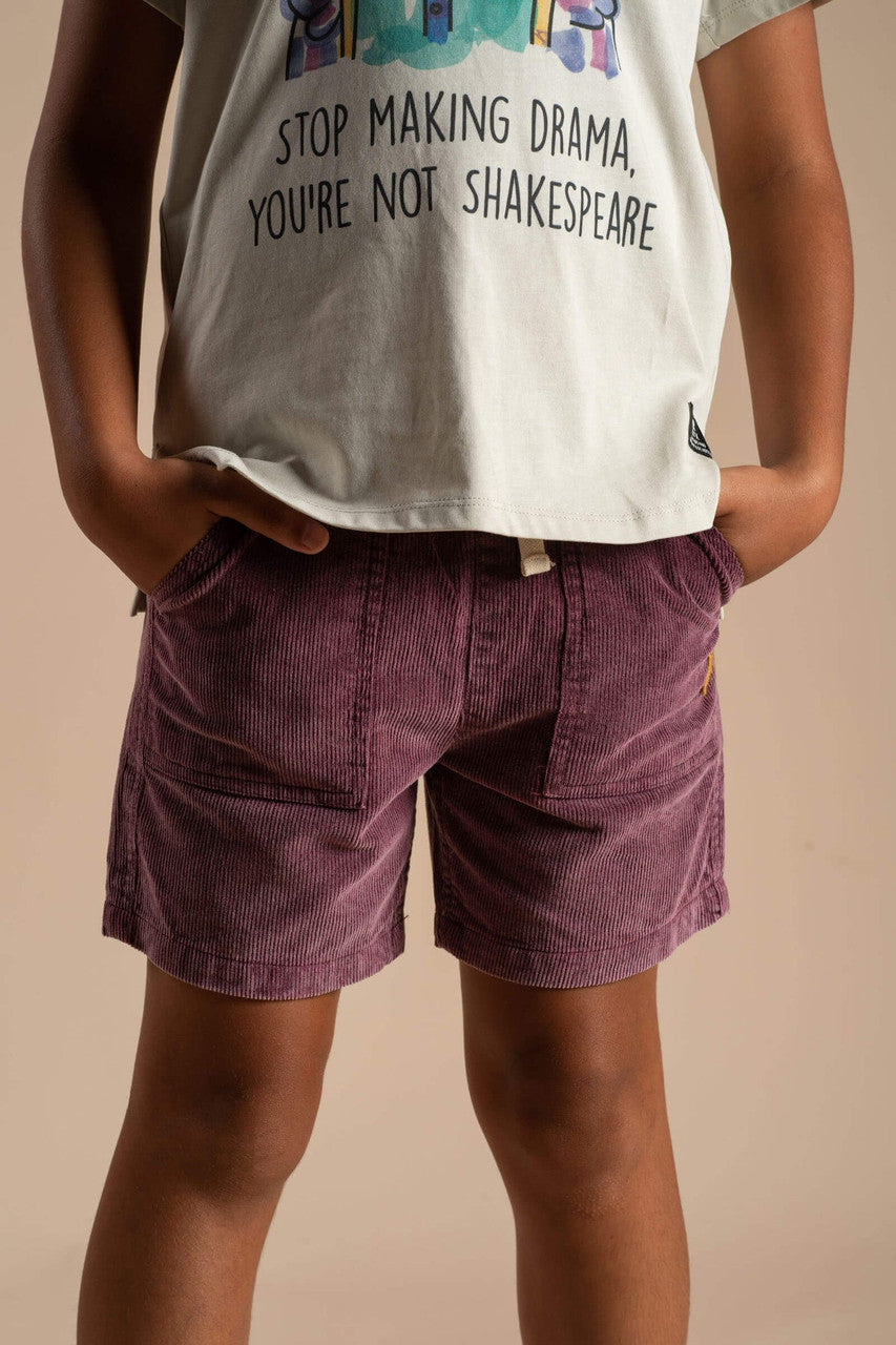Red Washed Cord Shorts