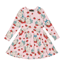Rock Your Baby - Berry Bunny Long Sleeve Waisted Dress
