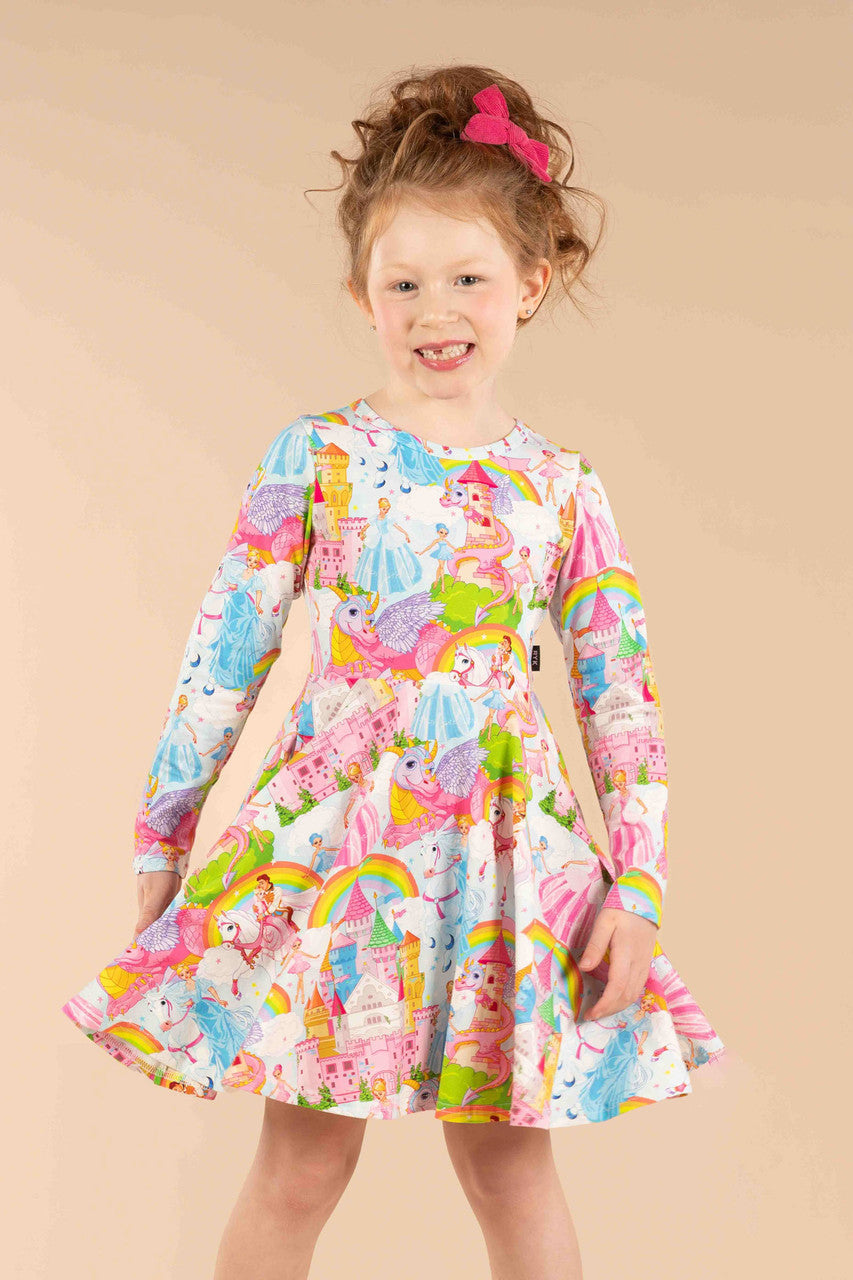 Rock Your Baby - Castles In the Air Long Sleeve Waisted Dress
