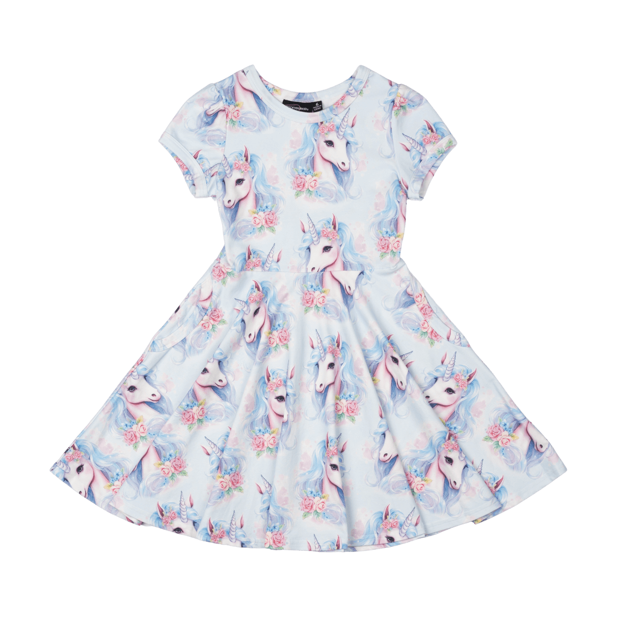 Rock Your Baby - Blue Unicorn Waisted Dress