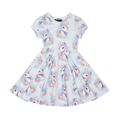 Rock Your Baby - Blue Unicorn Waisted Dress