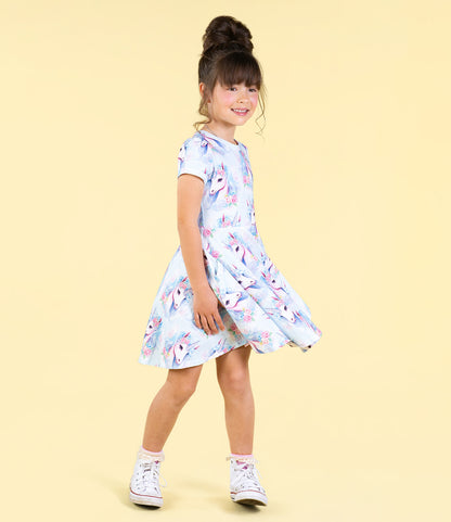 Rock Your Baby - Blue Unicorn Waisted Dress