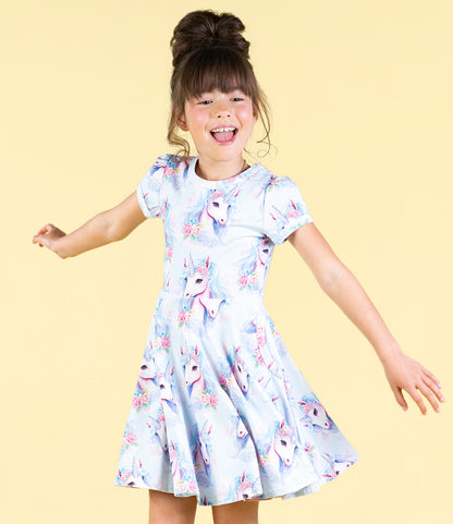 Rock Your Baby - Blue Unicorn Waisted Dress