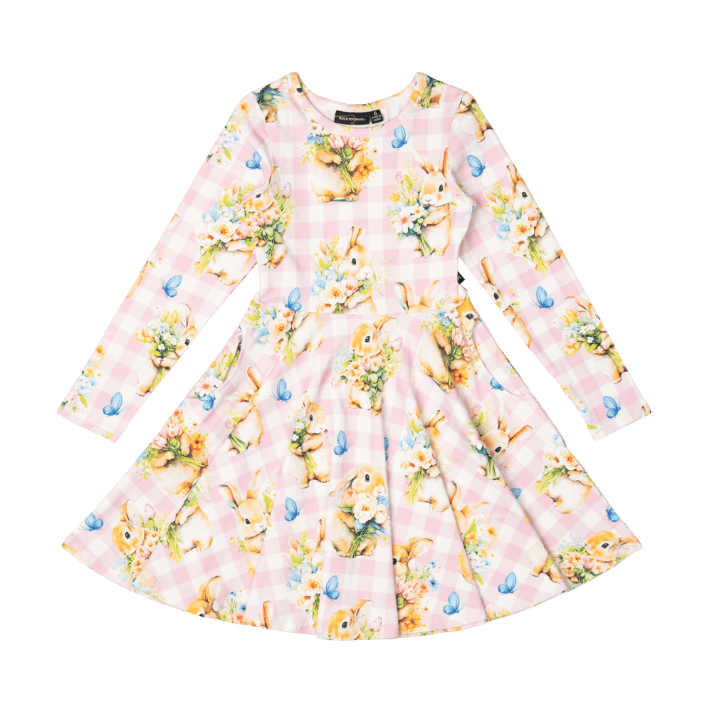 Rock Your Baby - Bunny Bouquet Waisted Dress (sizes 2-7)