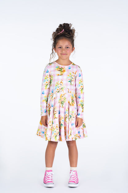 Rock Your Baby - Bunny Bouquet Waisted Dress (sizes 2-7)