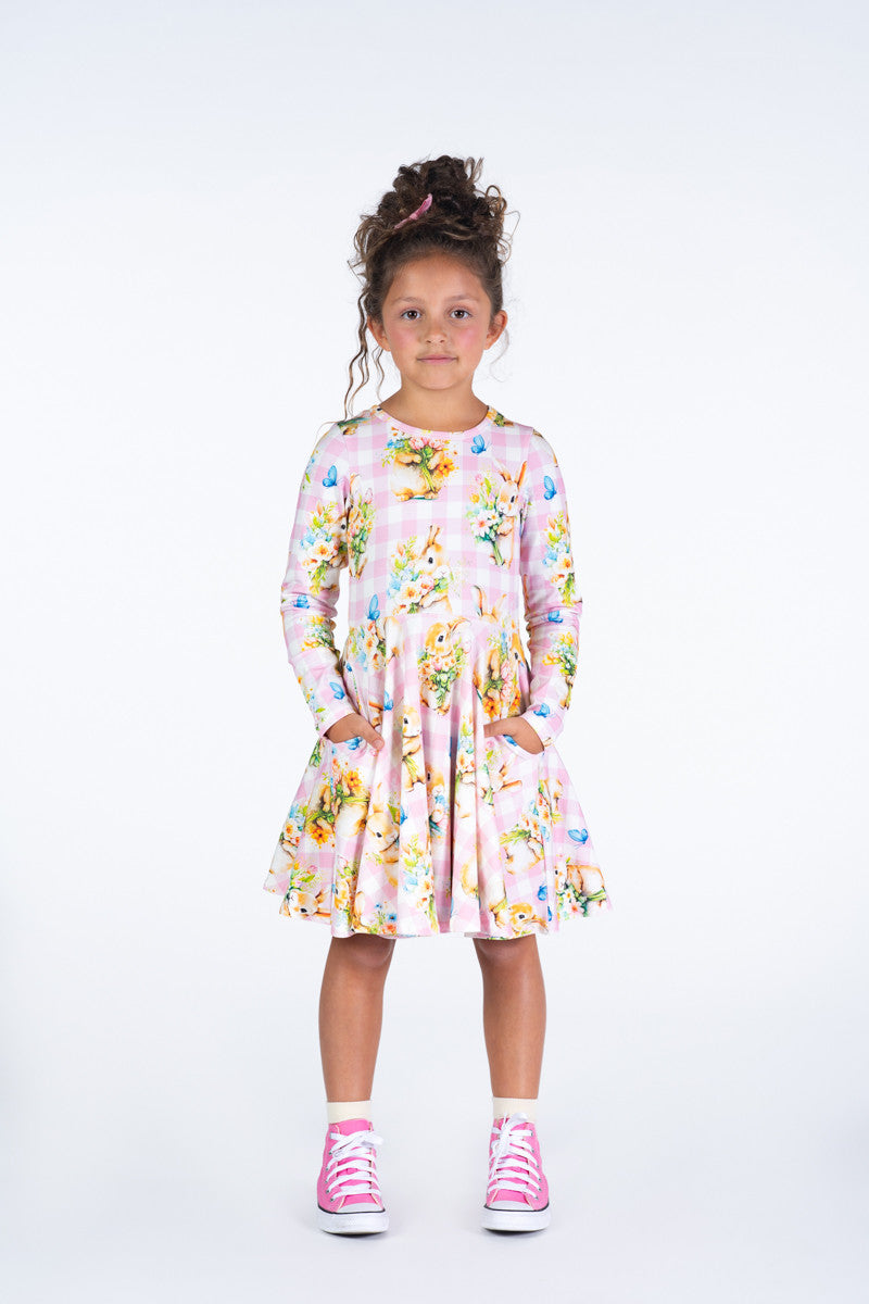 Rock Your Baby - Bunny Bouquet Waisted Dress (sizes 8-12)