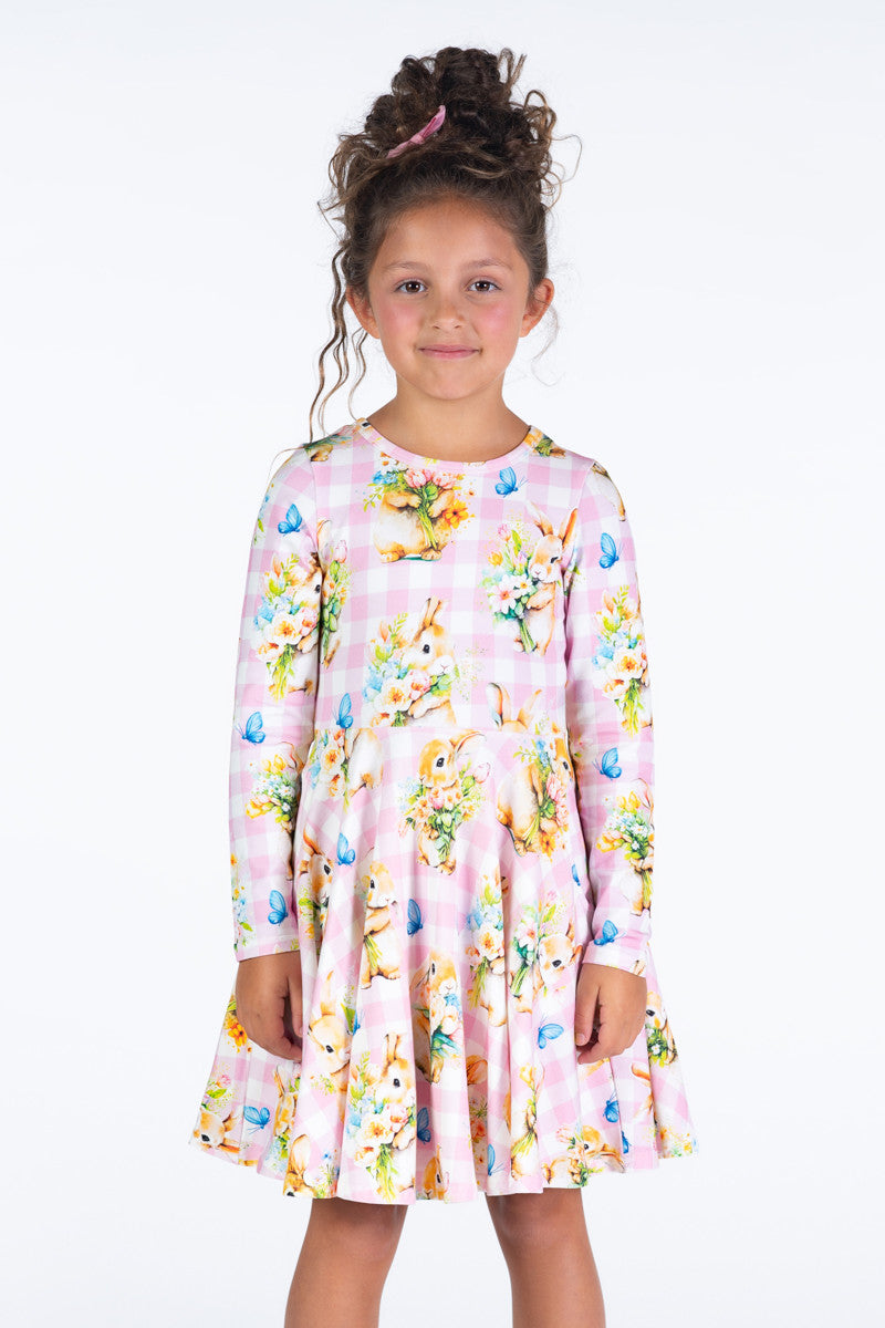 Rock Your Baby - Bunny Bouquet Waisted Dress (sizes 8-12)