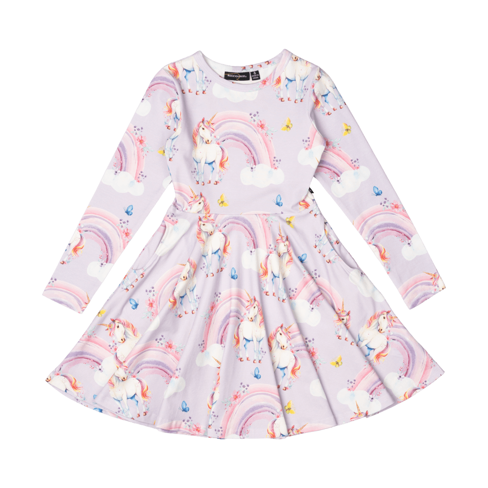 Rock Your Baby - Dreamscapes Long Sleeve Waisted Dress (sizes 8-12)