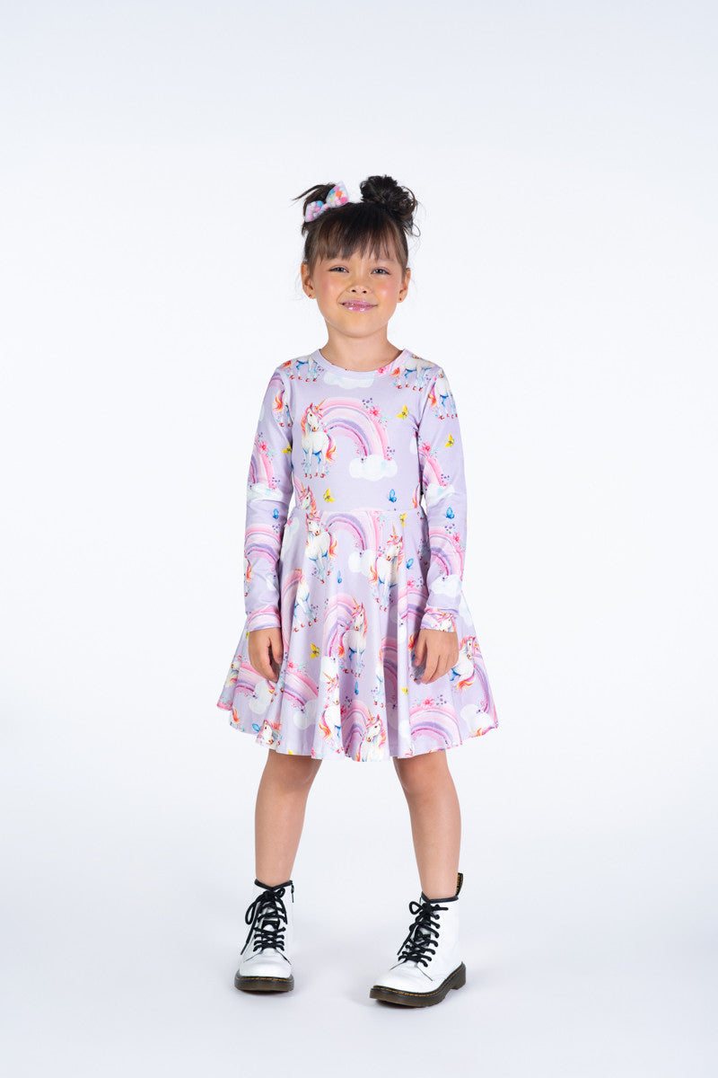 Rock Your Baby - Dreamscapes Long Sleeve Waisted Dress (sizes 2-7)