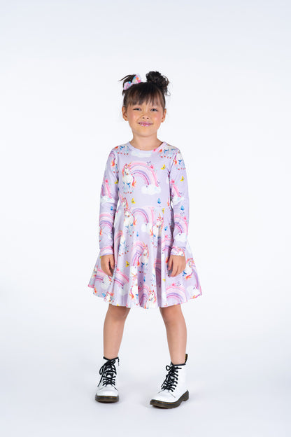 Rock Your Baby - Dreamscapes Long Sleeve Waisted Dress (sizes 2-7)