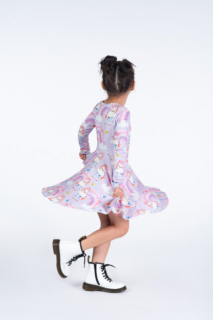 Rock Your Baby - Dreamscapes Long Sleeve Waisted Dress (sizes 2-7)
