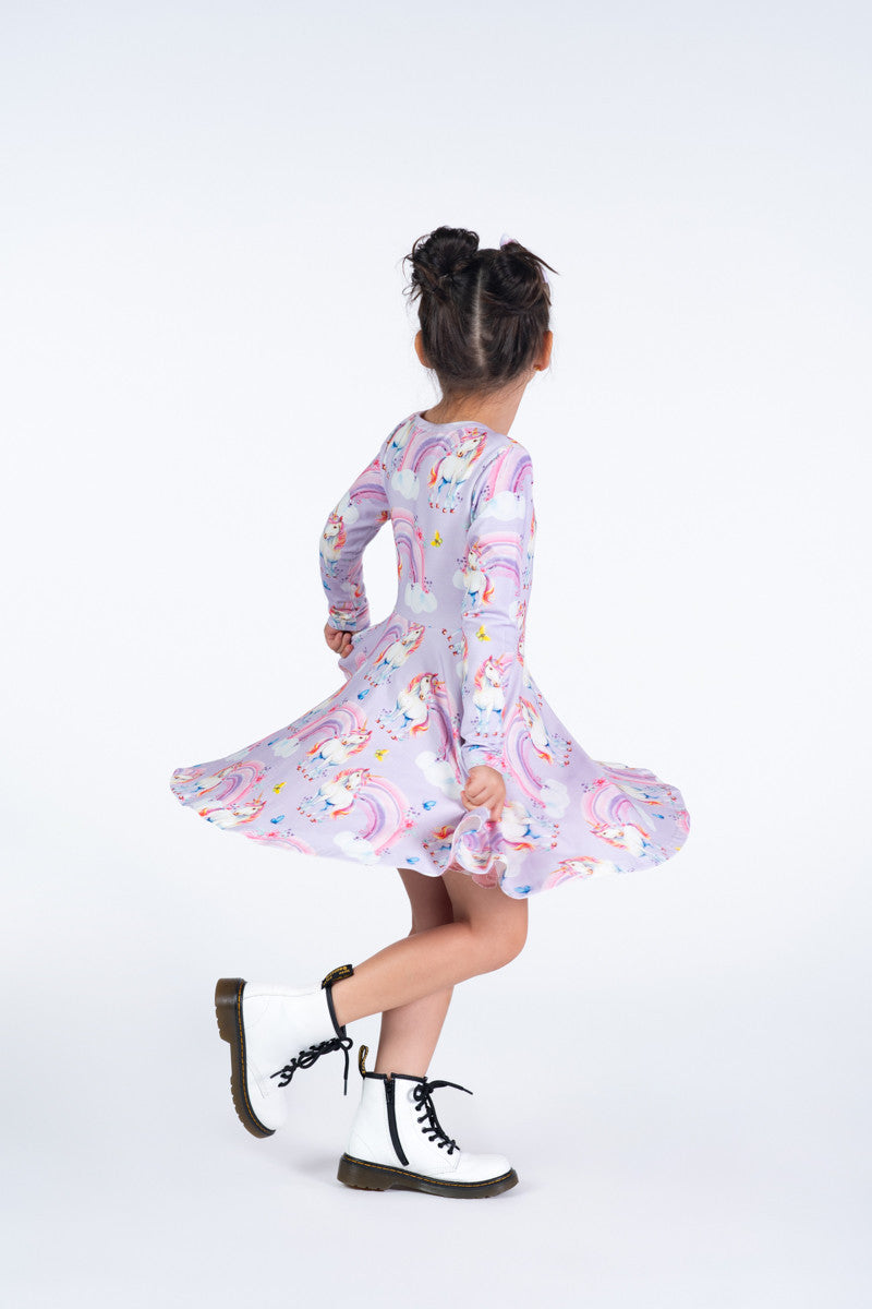 Rock Your Baby - Dreamscapes Long Sleeve Waisted Dress (sizes 8-12)