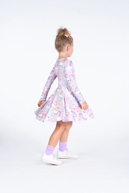 Rock Your Baby - Dreamscapes Long Sleeve Waisted Dress (sizes 2-7)