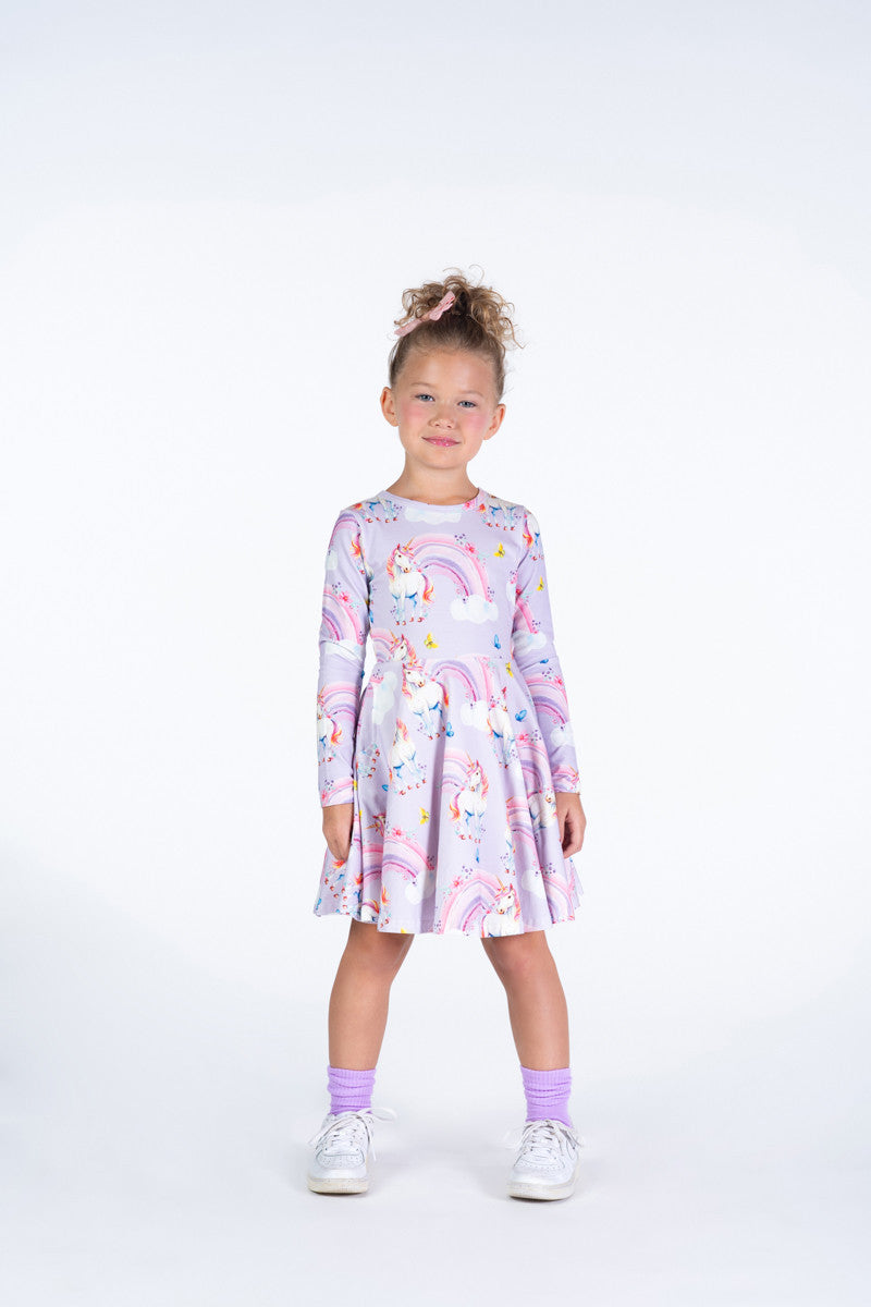 Rock Your Baby - Dreamscapes Long Sleeve Waisted Dress (sizes 8-12)